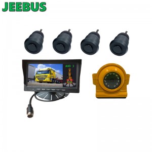 Ultrahangos digitális parkolóérzékelő készlet 4 érzékelő hátrameneti kamera biztonsági radar érzékelésére figyelmeztető 7 hüvelykes figyelő rendszer